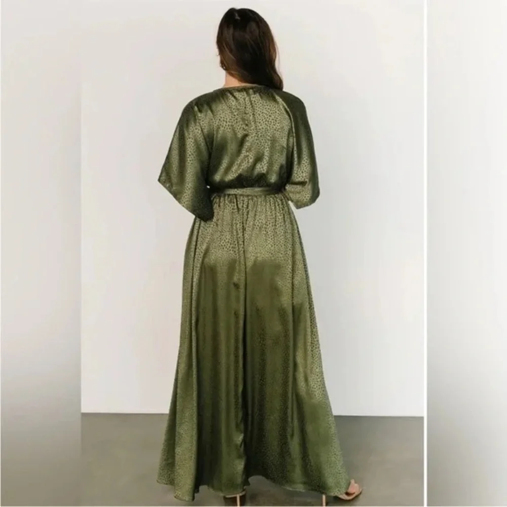 Baltic Born Savannah Print Kimono Maxi Dress Olive Green Size XS - Picture 4 of 13